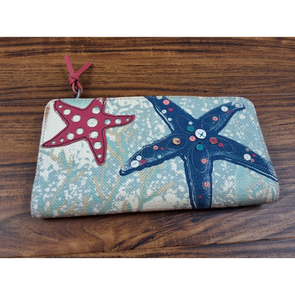 Relic Womens Starfish Wallet Zip Multiple Card Slots Coin Pouch Beach Ocean 8"
